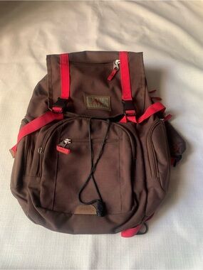 Brown and Red Canvas Men's Backpack - Casual Daypack